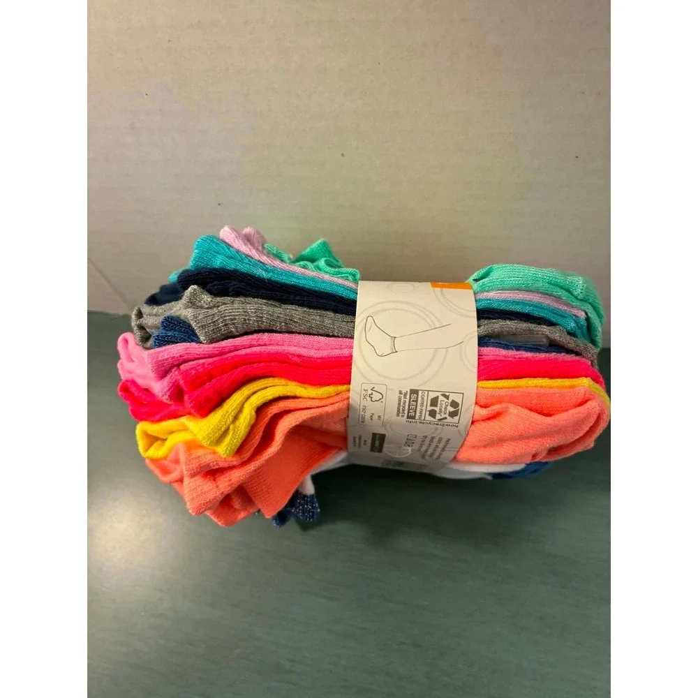 Wonder Nation Girls No Show‎ Socks 20 Pair Pack Multicolor Shoe Size 10.5-4 M